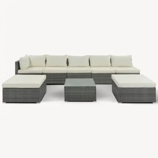 8-Pieces Outdoor Wicker Modular Sectional Sofa Set with Coffee Table, Free Combination image {5}