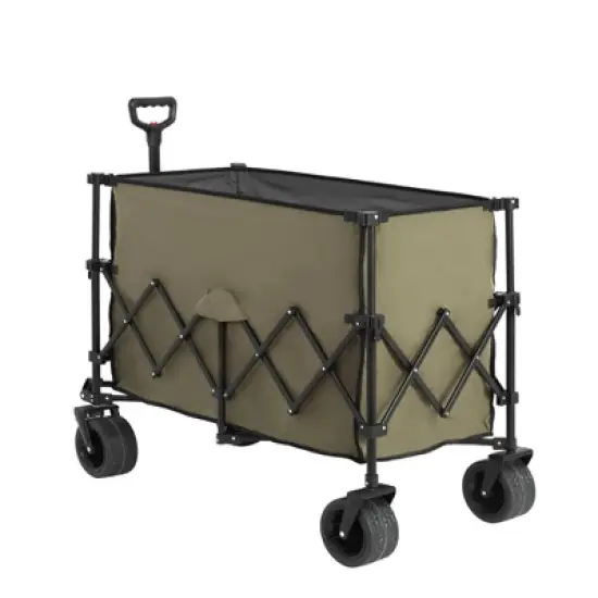 FURNIinspire Wheelbarrows And Lawn Carts Beach Wagon Lawn Cart Garden Cart, Heavy Duty Folding Utility Yard Cart, Green, 20.87"*42.91"*32.68" image {5}