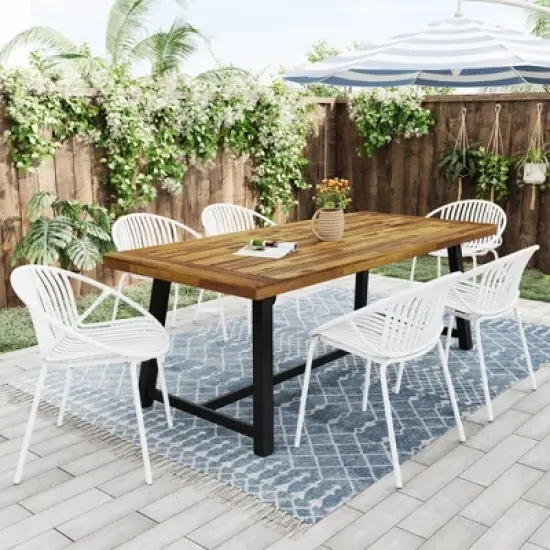 Sapphtopaz Patio Dining Set Contemporary Outdoor Dining Set with Rattan Chairs for Lawn, Balcony, Garden, Yard image {12}