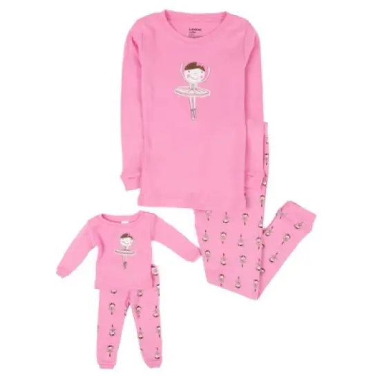 Leveret Girl and Doll Matching Cotton Pajamas image {3}