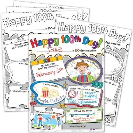 Teacher Created Resources&reg; Happy 100th Day Poster Pack, Pack of 32 image {1}