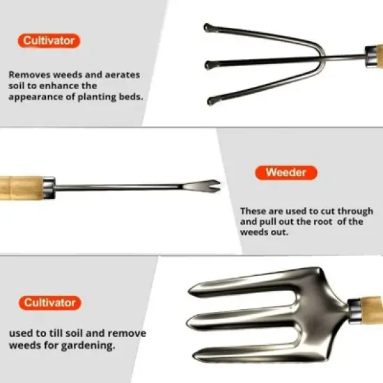 SCUDDLES Heavy Duty Garden Tool Bag with Outdoor Hand Tools - Stainless Steel Garden Tool Kit, Gloves, and Storage Tote (8-Piece Set) image {8}