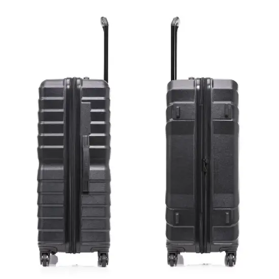 InUSA Aurum Lightweight Hardside Large Checked Spinner Suitcase - Black image {7}