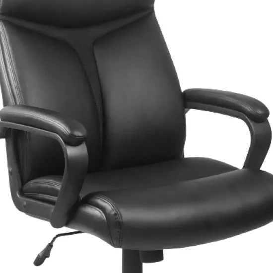 Flash Furniture Raya High Back Black LeatherSoft Executive Swivel Office Chair with Slight Mesh Accent and Arms image {5}