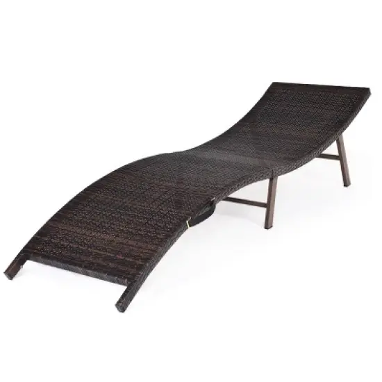 Tangkula 2PCS Outdoor Patio Rattan Wicker Lounge Chair Chaise Folding W/Cushions Turquoise image {8}