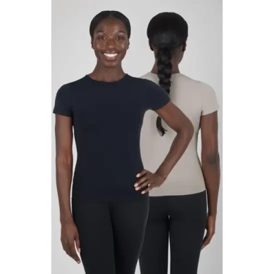 Yogalicious Womens 2 Pack Crew Neck Logan Fitted Short Sleeve Top image {5}