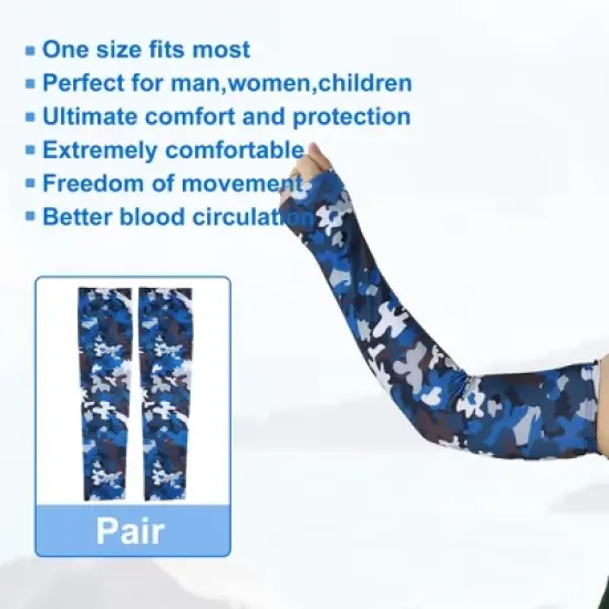 Unique Bargains Basketball Sports Camouflage Cooling Arm Elbow Compression Sleeve Blue 1 Pair image {4}