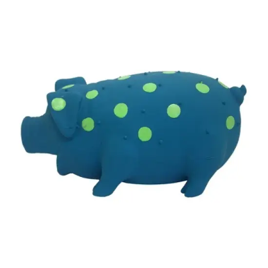 Multipet Latex Polka Dot Pig Dog Toy - Blue - 9" image {1}