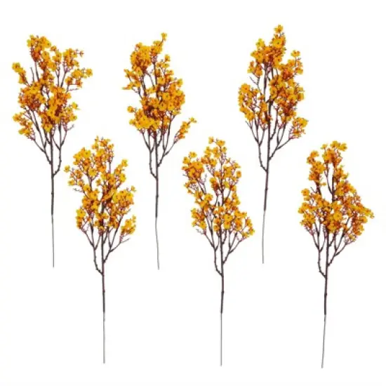 6 Pack Silk Artificial Baby's Breath Flowers with Stem, Babies Breath Faux Flower Bouquet, Fake Floral Arrangement for Table, 20 inch, Orange image {2}