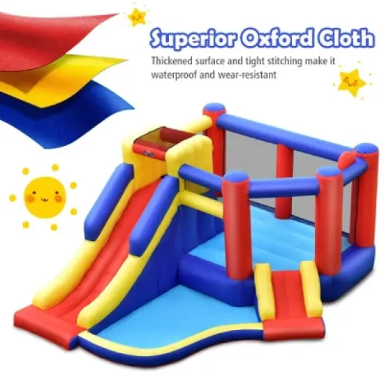Costway Inflatable Bouncy Castle Kids Jumping House w/ Double Slides Air Blower Excluded image {6}