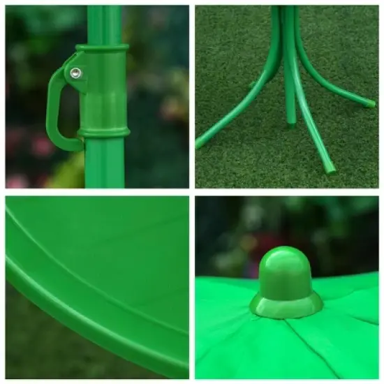 Outsunny Folding Kids Table and Chair Set, Picnic Table with Frog Pattern Removable & Height Adjustable Sun Umbrella for Garden, Backyard, Green image {5}