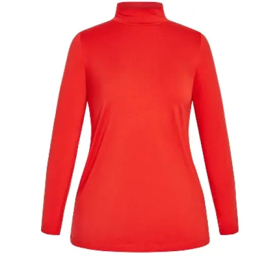 Women's Plus Size Organic Mock Neck Top - red | AVENUE image {2}