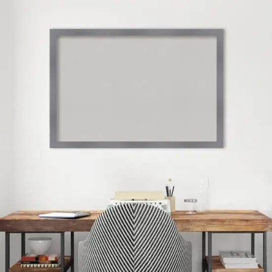 38"x26" Edwin Wood Frame Gray Cork Board - Amanti Art image {8}