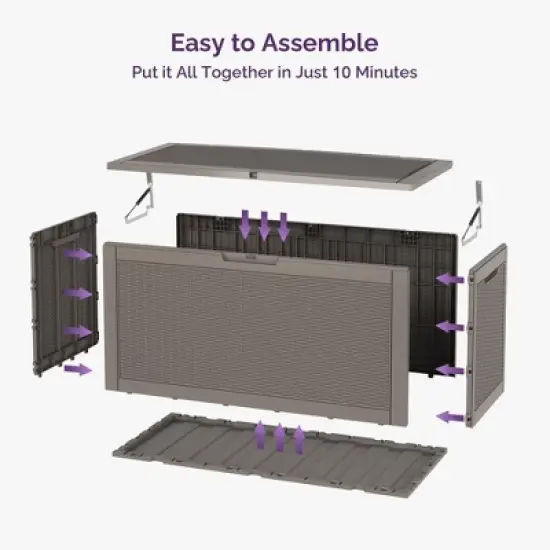 Sersper 100 Gallon Large Resin Deck Box Outdoor Storage Boxes for Patio Furniture,Garden Tools and Pool Supplies-Waterproof,Lockable,Brown image {1}