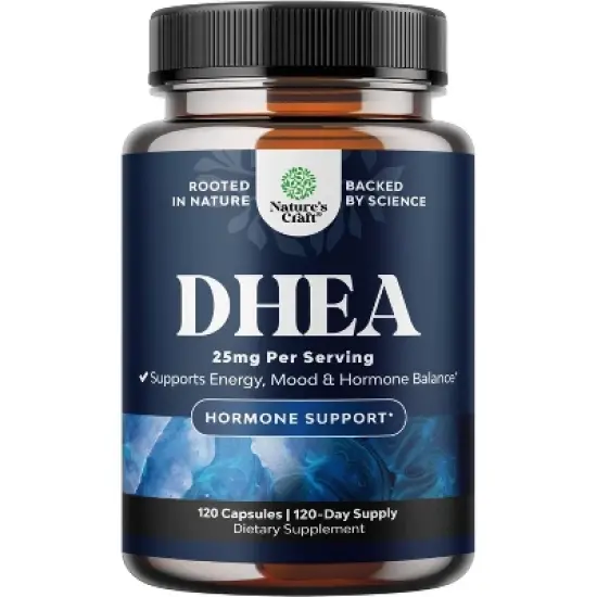 Pure DHEA 25mg for Women & Men, DHEA Supplement for Mood Energy & Immune Support, Hormone Balance Supplement, Nature's Craft, 120ct image {7}