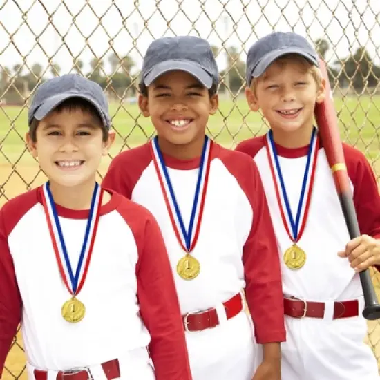 Maplefield 6-Pack Gold 1st Place Winner Medals, Sports Awards with 15.5-Inch Red, White, and Blue Ribbon (Metal, 2 in) image {3}