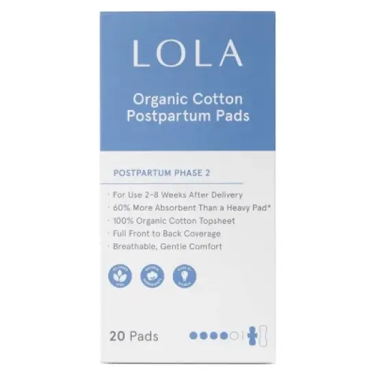LOLA Phase 2 Postpartum Pads - Heavy Absorbency - 20ct image {9}