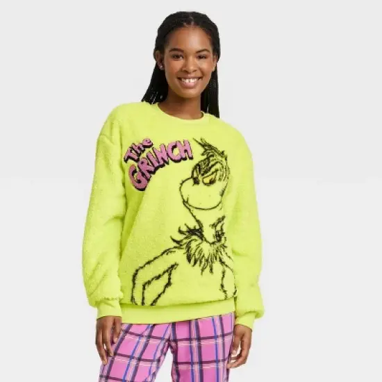 Women's The Grinch Woobie Graphic Sweatshirt - Neon Green image {3}