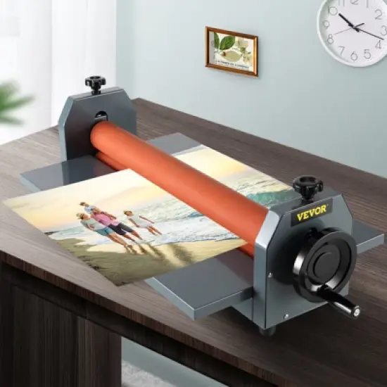 VEVOR 29.5" 750MM Manual Cold Roll Laminator Vinyl Photo Film Mounting Laminating Machine, Grey&Orange image {1}