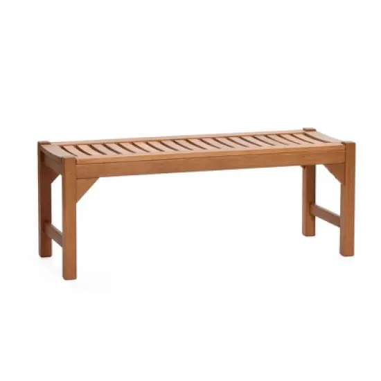 LuxenHome Natural Solid Wood 47.2-Inch Long Rectangle Sloping Seat Outdoor Bench image {9}