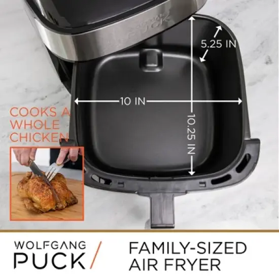 Wolfgang Puck 310oz Stainless Steel Air Fryer, Large Single Basket Design, Simple Dial Controls image {1}
