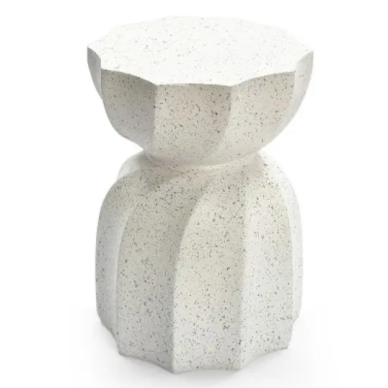 LuxenHome Off White with Gray Cement Hourglass Side Table image {4}