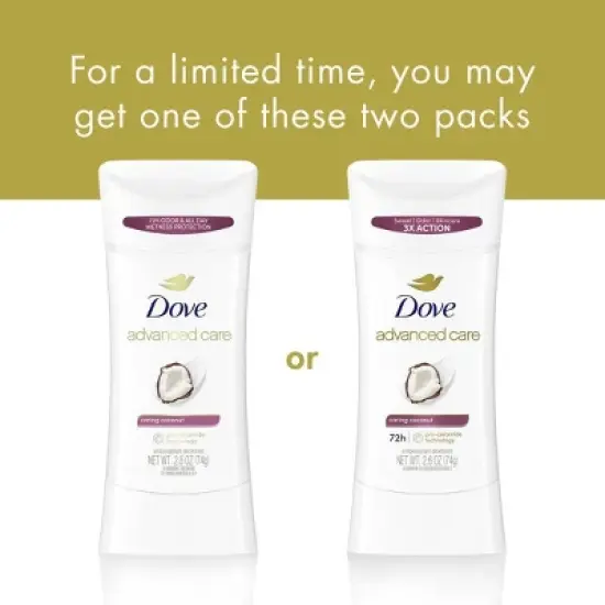 Dove Beauty Advanced Care Caring Coconut 72-Hour Women's Antiperspirant & Deodorant - 2.6oz/2pk image {5}