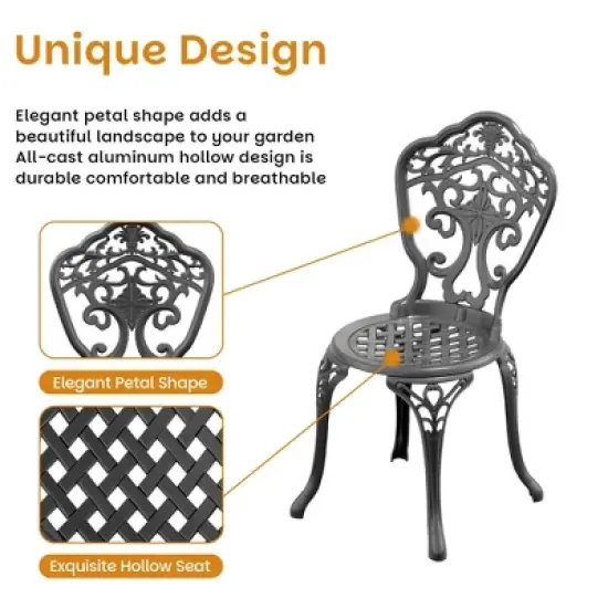 All-Weather Elegant 7-Piece Cast Aluminum Dining Set - Rectangle Table & Ergonomic Chairs for Garden Patios image {6}