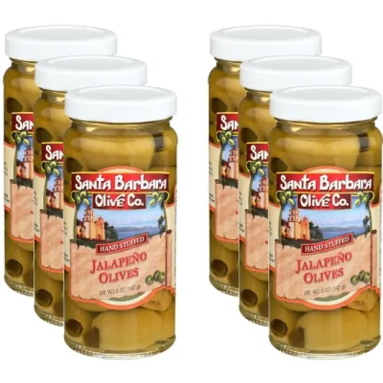 Santa Barbara Olive Co. Stuffed Jalapeno Olives - Case of 6 - 5 oz image {2}