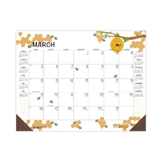 Recycled Honeycomb Desk Pad Calendar, Honeycomb Artwork, 18.5 x 13, White/Multicolor Sheets, 12-Month (Jan to Dec): 2026 image {1}