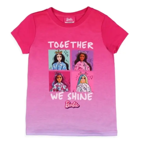 Barbie Girls' Together We Shine Characters Sketch Sleep Pajama Set Shorts Multicolored image {1}