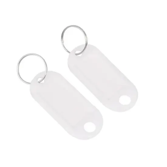 Unique Bargains 50 Pcs White Plastic Luggage Fobs ID Label Name Tag Badge Clip Holder Keyring image {3}