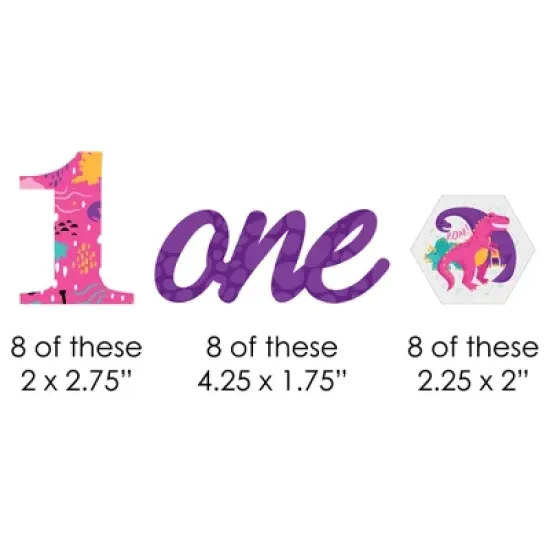 Big Dot of Happiness 1st Birthday Roar Dinosaur Girl - Paper Straw Decor - ONEasaurus Dino First Birthday Party Striped Decorative Straws - Set of 24 image {1}