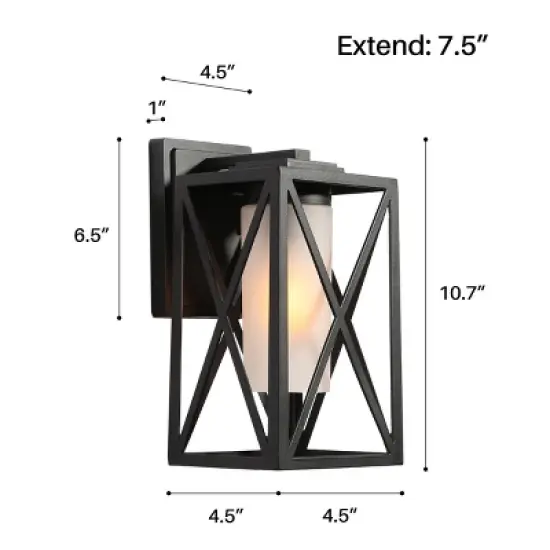 12.2" Metal/Glass Outdoor Wall Lamp Black - LNC image {10}