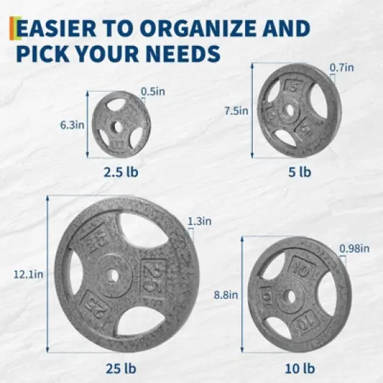 1-Inch Cast Iron Weight Plates Set &ndash; 2.5/5/10/25 LB Options for Home Gym, Weightlifting & Strength Training &ndash; Available in , Pairs, or Sets image {1}