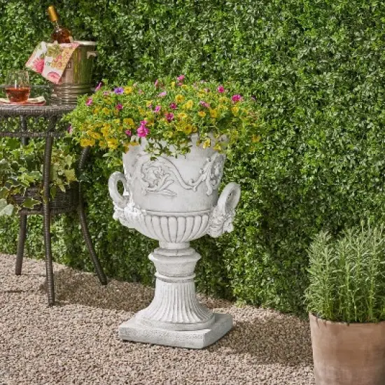 GDFStudio Tunlaw Outdoor Traditional Roman Chalice Stone Garden Urn Planter image {8}