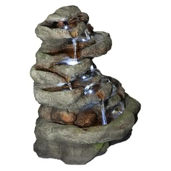 Design Toscano Ribbon Ridge Cascading Waterfall Illuminated Garden Fountain image {5}