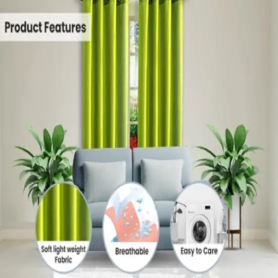 J&V TEXTILES 2 Panels Solid Grommet Faux Silk Window Curtain Drapes Treatment 58" Wide and 84" Length (Black) image {3}