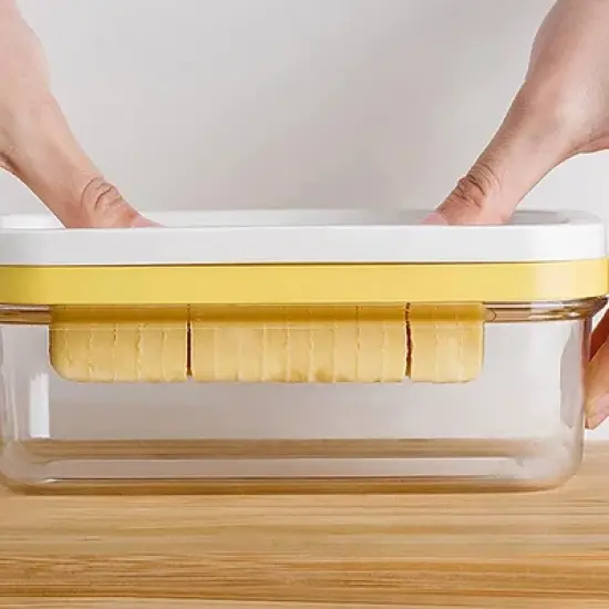 Acekool Rectangular Butter Dish with Cutter, Temperature Resistant, Easy Slice Butter Container, 200g Baking Storage Solution image {6}