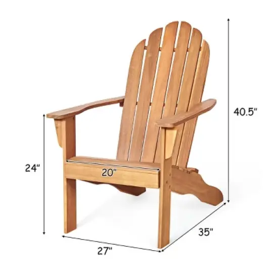 Tangkula 2PCS Wooden Classic Adirondack Chair Lounge Chair Outdoor Patio Natural image {8}