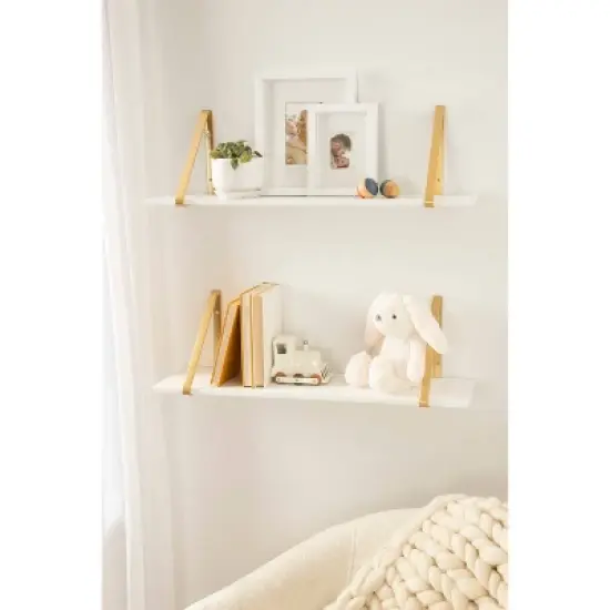 27.5" x 8.2" 2pk Soloman Wooden Shelf Set with Brackets - Kate & Laurel All Things Decor image {7}