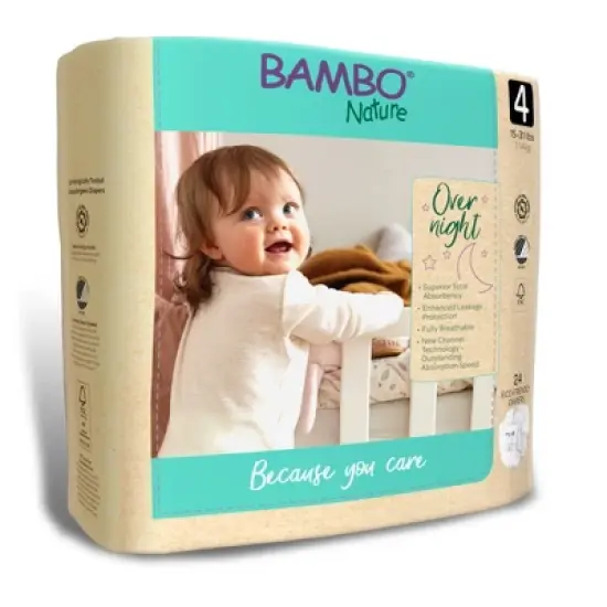 Bambo Nature Overnight Diapers, Disposable, Eco-Friendly, Size 4 image {3}
