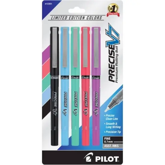 Pilot 5pk Precise V7 Harmony Collection Rolling Ball Pens Fine Point 0.7mm Assorted Inks: Quick Drying, Multicolored Ink, Stationery & Office image {6}