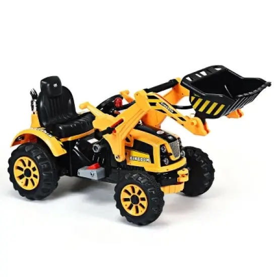 Costway 12V Battery Powered Kids Ride On Excavator Truck w/ Front Loader Digger Yellow image {7}