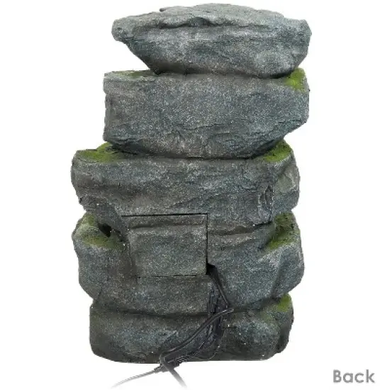 Sunnydaze 24"H Electric Polyresin and Fiberglass Tiered Stone Waterfall Outdoor Water Fountain with LED Lights image {6}