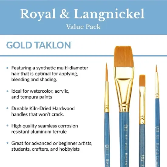 Royal & Langnickel(R) Gold Taklon Flat Value Pack Brush Set-12/Pkg image {3}