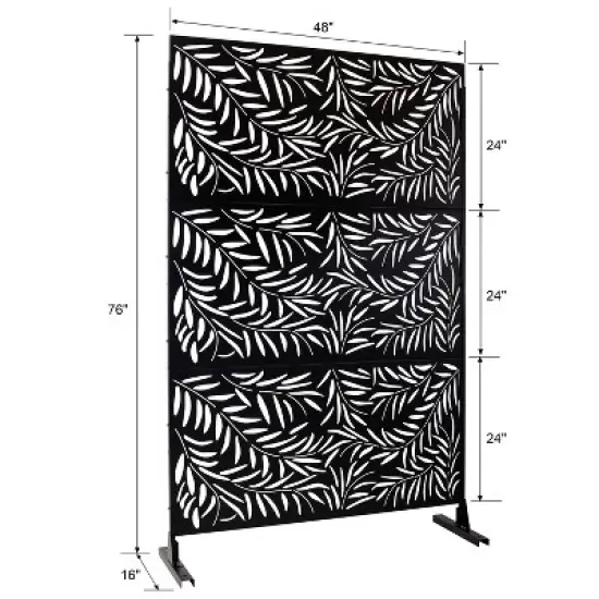 CAVINAS Patio Privacy Screen Modern Metal Fence Panels with Leaf Pattern for Outdoor Decor, 76" H&times;48" W image {3}