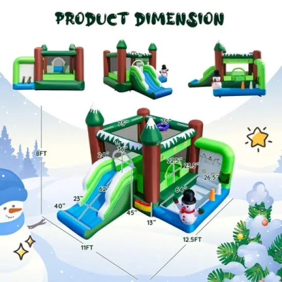 Costway 6-in-1 Winter Themed Snowman Inflatable Castle kids Jumping House with  735W Blower image {2}