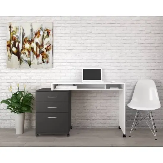 2pc Essentials Home Office Set with 3 Drawer File Cabinet - Nexera image {6}