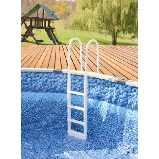 New Main Access 200300 ProSeries Above Ground Swimming Pool Step Ladder Entry System with Convenient Adjustable Handrails, White image {1}